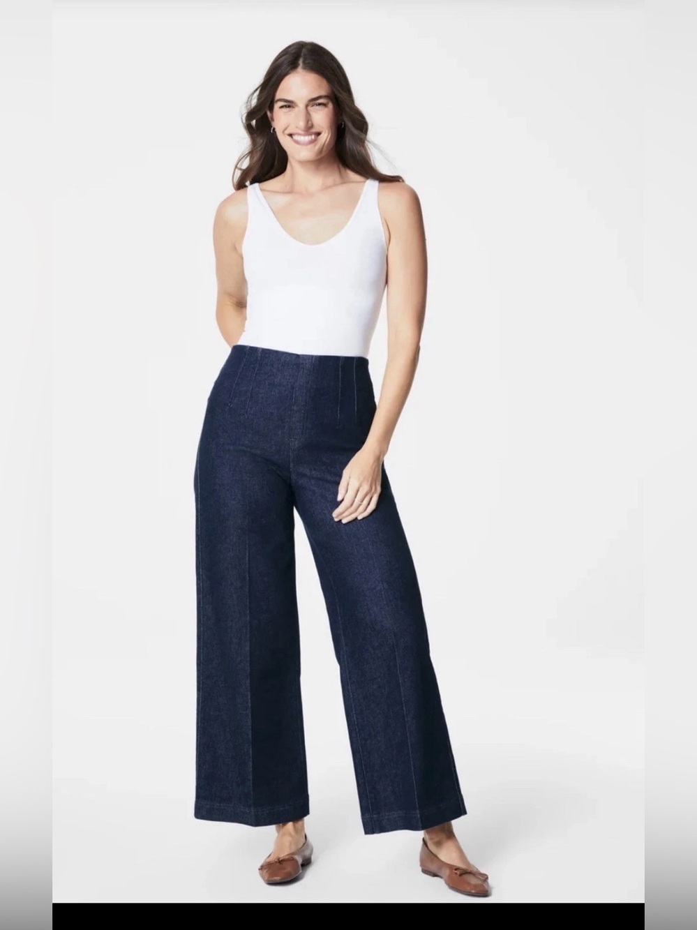 Spanx Shape Everywear Zero Waistband Cropped Wide Leg Dark Wash Jeans Size 2X